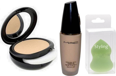 

styling Sponge Puff, Studio Fix Powder Plus Compact, Hyper Real Skin Liquid SPF 15 Fond De Teint Foundation(Set of 3)