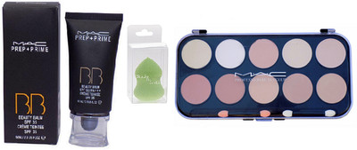 

Studio Fix Combo Sponge Blender Puff& 10 Shades Concealer Palette& Prep+Prime BB Baauty Balm SPF 35(Set of 3)