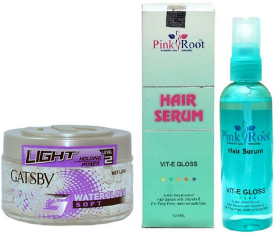 

Pink Root Hair Serum with GATSBY Light Holding Power Level 2 WG (WATER GLOSS) SOFT(Set of 2)
