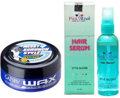 

Pink Root Hair Serum with GATSBY British Style Styling Wax HARD & FREE(Set of 2)