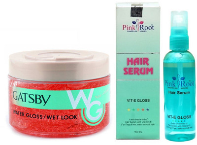 

Pink Root Hair Serum with GATSBY Water Gloss (WG)/Wet Look(Set of 2)