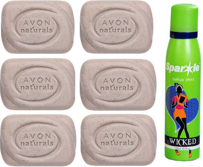 

Avon Anew six Naturals Exfoliating Bar Soap (100 g) With one sparkle perfume spray 150 ml(Set of 7)