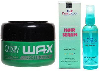 Pink Root Hair Serum With Gatsby Styling Wax Loose Flow Set Of 2