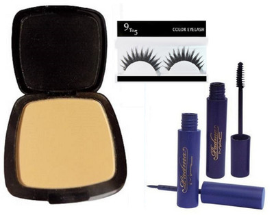 

9 to 5 EYELASHES, POWDER PLUS FOUNDATION STUDIO FIX Compact With PADMA EYELINER & MASCARA(Set of 4)