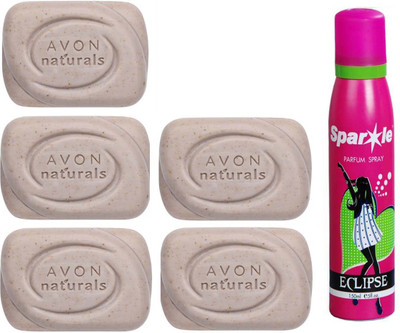 

Avon Anew five Naturals Exfoliating Bar Soap (100 g) With one sparkle perfume spray 150 ml(Set of 6)