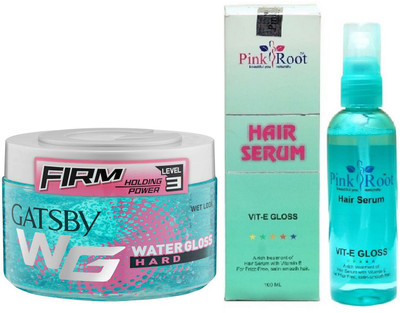 

Pink Root Hair Serum with GATSBY Firm Holding Power Level 3 WG (WATER GLOSS) HARD(Set of 2)