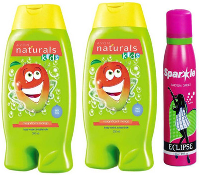 

Avon Anew two Naturals Kids Magnificent Mango Body Wash (200 ml) With one sparkle perfume spray 150 ml(Set of 3)