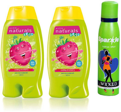 

Avon Anew Kids Little Delights Swirling Strawberry Body Wash (200 ml) perfume spray 150 ml(Set of 3)