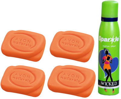 

Avon Anew four Natural Papaya Bar Soap (100g) With one sparkle perfume spray 150 ml(Set of 5)
