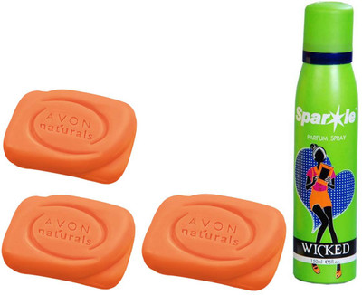 

Avon Anew three Natural Papaya Bar Soap (100g) With one sparkle perfume spray 150 ml(Set of 4)