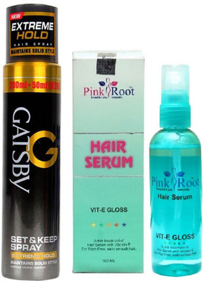

Pink Root Hair Serum with GATSBY Set & Keep Spray EXTREME HOLD(Set of 2)