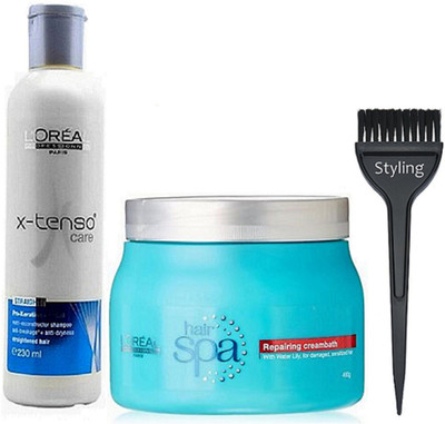

styling Of Hair Brush, X-tenso Care Hair Shampoo 230ml With Repairing Creambath Hair Spa 490g(Set of 3)