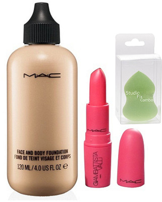 

Studio Fix Combo Of Sponge Puff & Mac Face & Body Foundation Fond De Teint Visage Et Corps & Giambattista Vegas Volt Lipstick(Set of 3)
