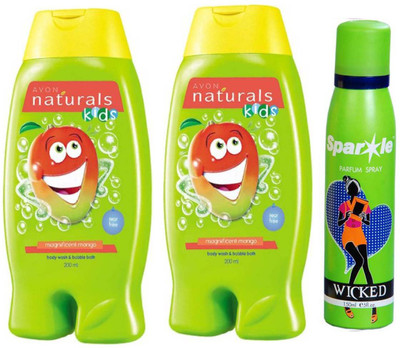 

Avon Anew two Naturals Kids Magnificent Mango Body Wash (200 ml) With one sparkle perfume spray 150 ml(Set of 3)