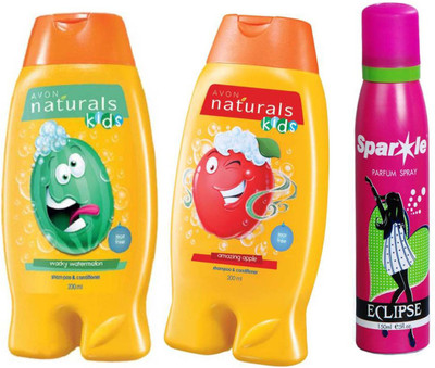 

Avon Anew Naturals Kids Amazing Apple Shampoo & Conditioner (200 ml) & one Naturals Kids Wacky Watermelon (200 ml) With one sparkle perfume spray 150 ml(Set of 3)