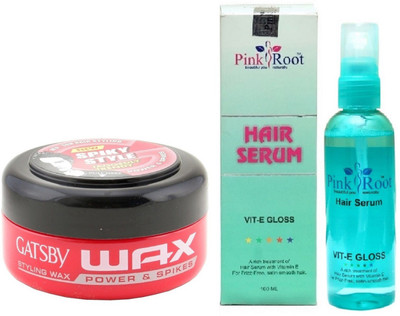 

Pink Root Hair Serum with GATSBY Spiky Style Styling Wax POWER & SPIKES(Set of 2)