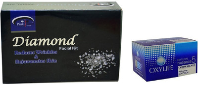

Pink Root Diamond Facial Kit 83gm, Oxylife Crème Bleach Natural radiance5 27g(Set of 2)