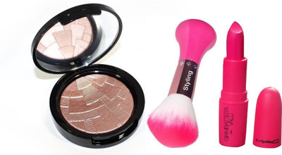 

styling Makeup Brush& Anastasia Beuerly Hills Riviera Illuminator ,Mac Giambattista Valli Matte Finish Milan Mode lipstick(Set of 3)