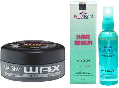 

Pink Root Hair Serum with GATSBY Styling Wax MAT & HARD(Set of 2)