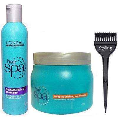 

styling Of Hair Brush, L'oreal Smooth Revival Hair Shampoo 230ml With Deep Nourishing Hair Spa 490g(Set of 3)