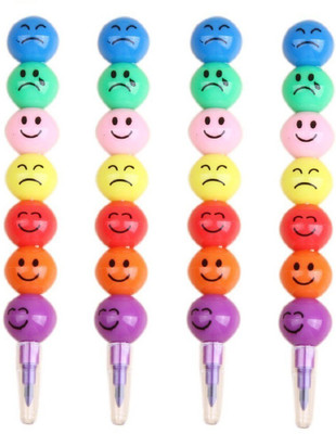 

Jadebin ute Colorful and Fun Smiley Face Emoticon Stacking Pencil and Stacking Crayons for Kids/B'day Return Gift (Set of 4)(Set of 4, Multicolor)