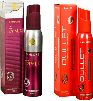 

RAMSONS BULLET DEODORANT DEODORANT SPRAY 120 ML.+ LA OPALE DEODORANT SPRAY 120 ML. Deodorant Spray - For Men & Women(120 ml, Pack of 2)