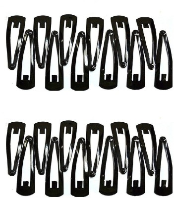 FOK Set of 24 Pcs-12 Pairs (4 cm) of Premium Metal Triangular Tik Tak Hair Pins Hair Accessories for Girls and Womens-Black Tic Tac Clip(Black)