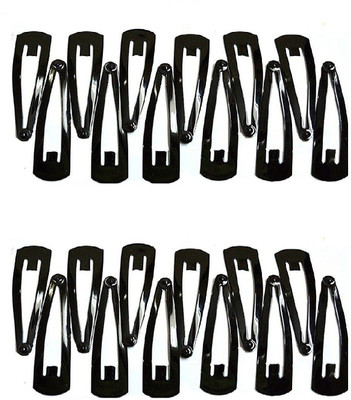 

FOK Set of 24 Pcs-12 Pairs (4 cm) of Premium Metal Triangular Tik Tak Hair Pins Hair Accessories for Girls and Womens-Black Tic Tac Clip(Black)
