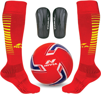

Nivia Combo of Spinner England Football, Wisdom Shinguard (M)& Encounter Stocking (M) Football Kit