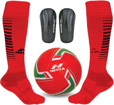 

Nivia Combo of Spinner Portugal Football, Wisdom Shinguard(L) & Encounter Stocking (L) Football Kit
