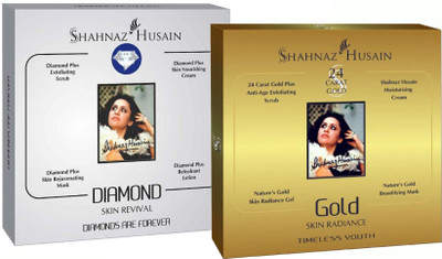 

Shahnaz Hussain Skin Revival Diamond and Gold Forever Facial Kit - Combo Pack - 40g+40g(Pack of 2)