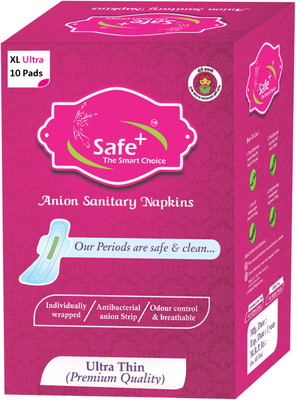 

Safe plus Anion ultra soft XL Bamboo pulps sanitary pad with Bamboo pulps(Natural product) and four wings 10 pcs Sanitary Pad(Pack of 10)