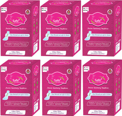 

Safe plus Anion ultra soft Bamboo pulps sanitary pad with Bamboo pulps(Natural product) and four wings combo of 30 pcs XL for day and 24 pcs XXL for night usage(30+24) Sanitary Pad(Pack of 54)