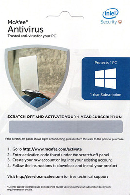 McAfee Anti-virus 1.0 User 1 Year(Voucher)