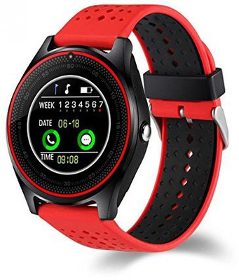 

Life Like V9 BLUETOOTH SUPPORT SIM & TF CARD RED Smartwatch(Red Strap REGULAR)