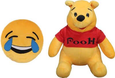 

MTC Laughing Tears Emogi Cushion (30 cm) Combo With Winnie The Pooh (12 inches) - 14 inch(Multicolor)