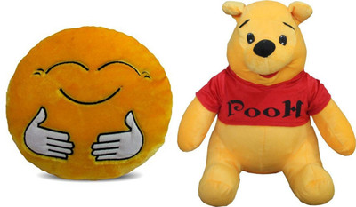 

MTC Hugging Smile Cushion (30 cm) Combo With Winnie The Pooh (12 inches) - 14 inch(Multicolor)