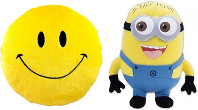 

MTC Smile Cushion (30 cm) Combo With Stuffed Minion Soft Toy (12 inch) - 14 inch(Multicolor)