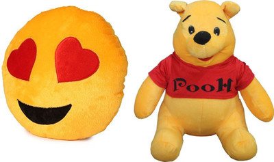 

MTC Hearted Eye Cushion (30 cm) Combo With Winnie The Pooh (12 inches) - 14 inch(Multicolor)