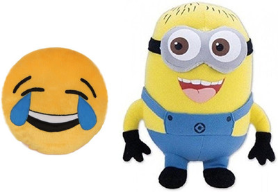 

MTC Laughing Tears Emogi Cushion (30 cm) Combo With Stuffed Minion Soft Toy (12 inch) - 14 inch(Multicolor)