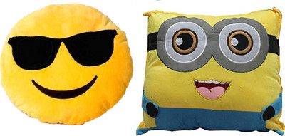 

MTC Cool Emogi Emogi Cushion (30 cm) Combo With Minion Cushion (40 cm) - 14 inch(Multicolor)