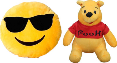 

MTC Cool Emogi Emogi Cushion (30 cm) Combo With Winnie The Pooh (12 inches) - 14 inch(Multicolor)