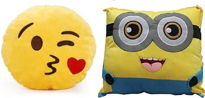 

MTC Kissing Soft Emogi Cushion (30 cm) Combo With Minion Cushion (40 cm) - 14 inch(Multicolor)