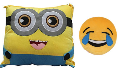 

MTC Laughing Tears Emogi Cushion (30 cm) Combo With Minion Cushion (40 cm) - 14 inch(Multicolor)