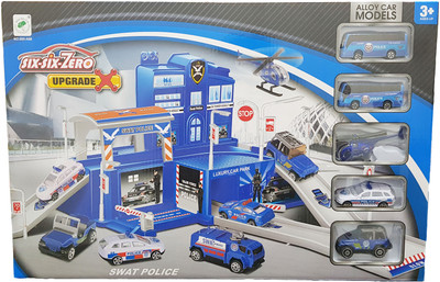 

RIANZ All New Imported SWAT Police Station with DIY Cast Cars and Helicopter Set for Kids, Best Birthday Return Gift for Kids(Multicolor)