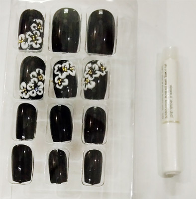 

Perky Sack French Desginer Artificals Nails Pack of (12) Dark Black, Shinnig Black(Pack of 12)