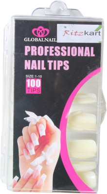 

Ritzkart New Professional Deep Smile Well-less Nails 100pcs Natural Artificial False Nail Tips WITH GLUE white(Pack of 100)