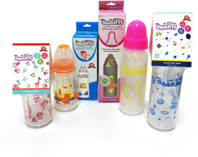 

Smarty Twomax Combo Set of 4 Baby Feeding Bottle Spoon and Round Plain Feeding Bootle - 250 ml(Multicolor)