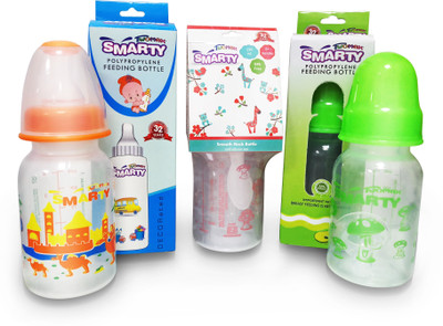 

Smarty Twomax Combo Set of 3 Baby Feeding Bottle 150ml Print, Round Plainand Spoon Feeding Bottle - 150 ml(Multicolor)