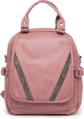 

Satchel Bags SATCHEL Coral Pink Backpacks Bag with Studded Diamond Strap Backpack(Pink, 12 inch)